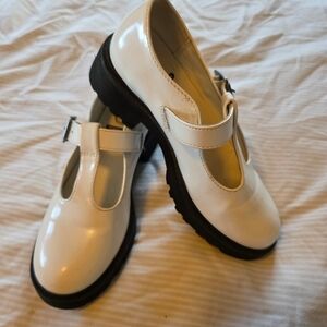 White Mary Jane Shoes with Black Soles